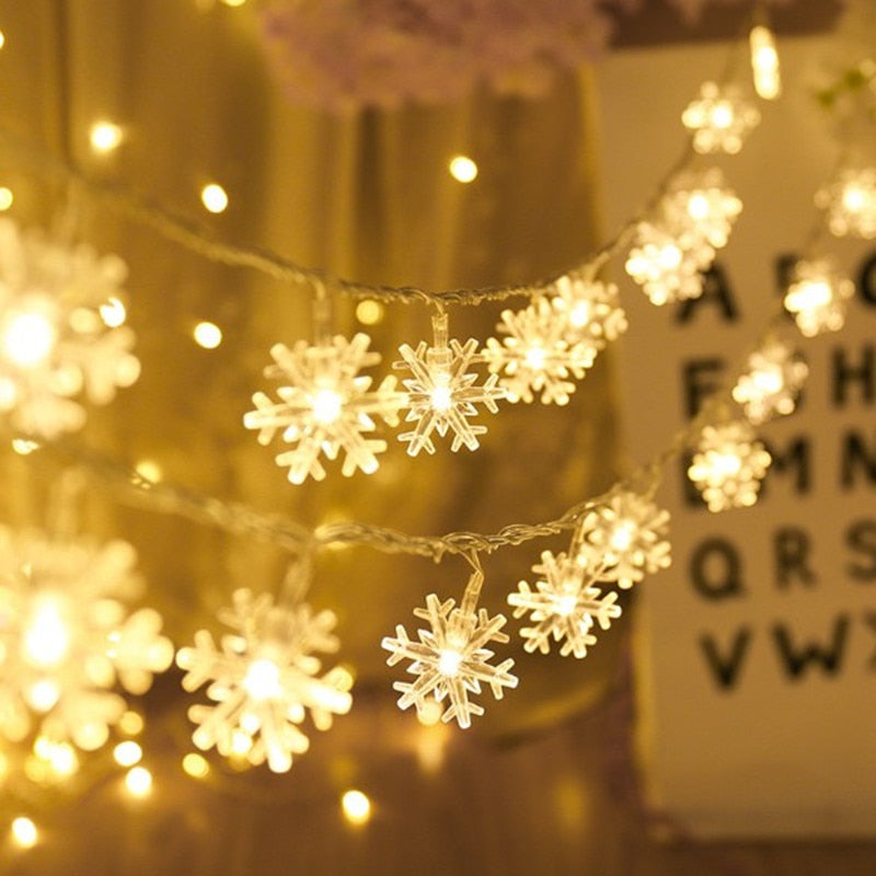LED Garland Holiday Snowflakes String Fairy Lights
