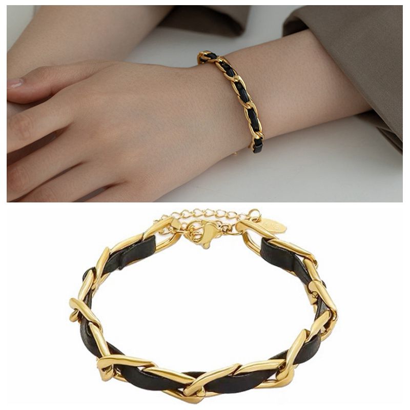 Aesthetic  Stainless Steel Layered Golden Pendant Bracelet