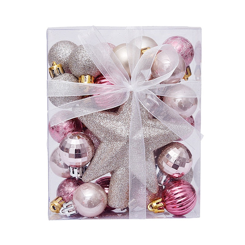 30pcs/set Christmas Bauble Balls Pendant with Star Topper