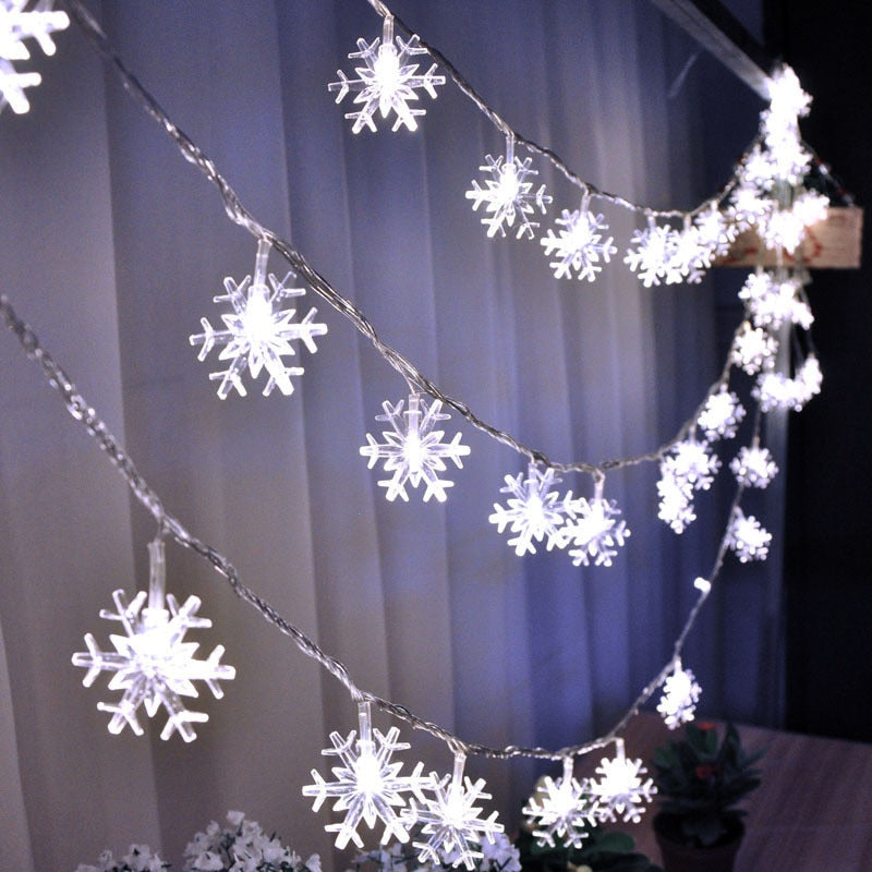 LED Garland Holiday Snowflakes String Fairy Lights