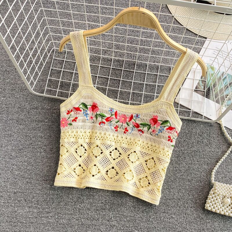 French style Cardigan Summer Floral Embroidery Sleeveless