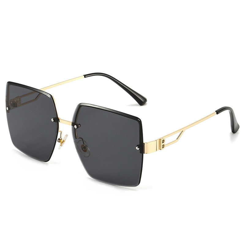 Classic Vintage Frameless Square Sunglasses Woman Gradient
